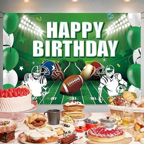Miniatura 4 de Decoración de fiesta de cumpleaños de fútbol americano con texto en inglés Happy Birthday, póster para decoración de fiestas de fútbol, suministros