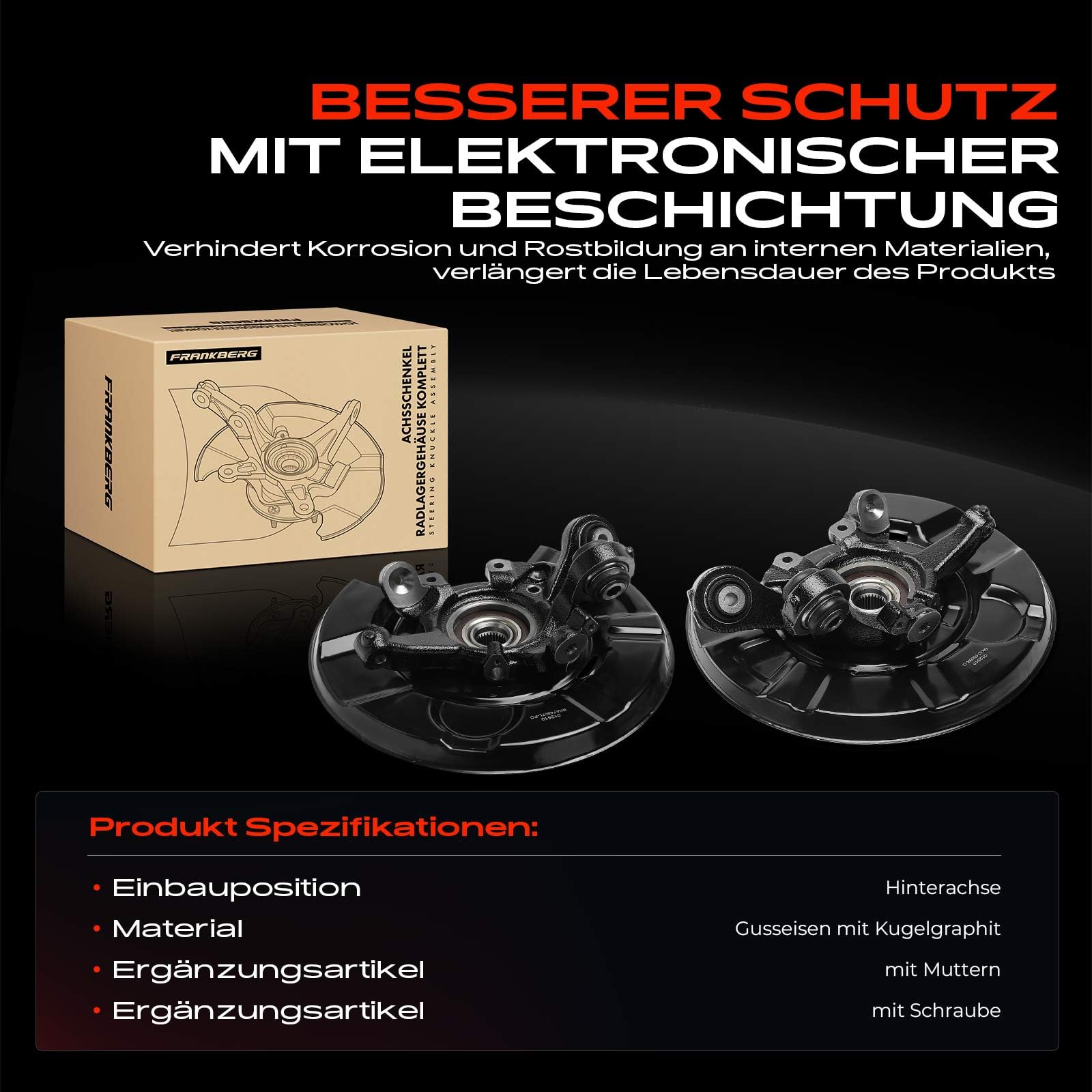 Frankberg 2x Achsschenkel komplett Hinten Links Rechts Kompatibel mit 1er E81 1er E81 E87 E88 1er E88 E82 3er E90 3er E90 E93 E92 3er Touring E91 Replace# 33416760058