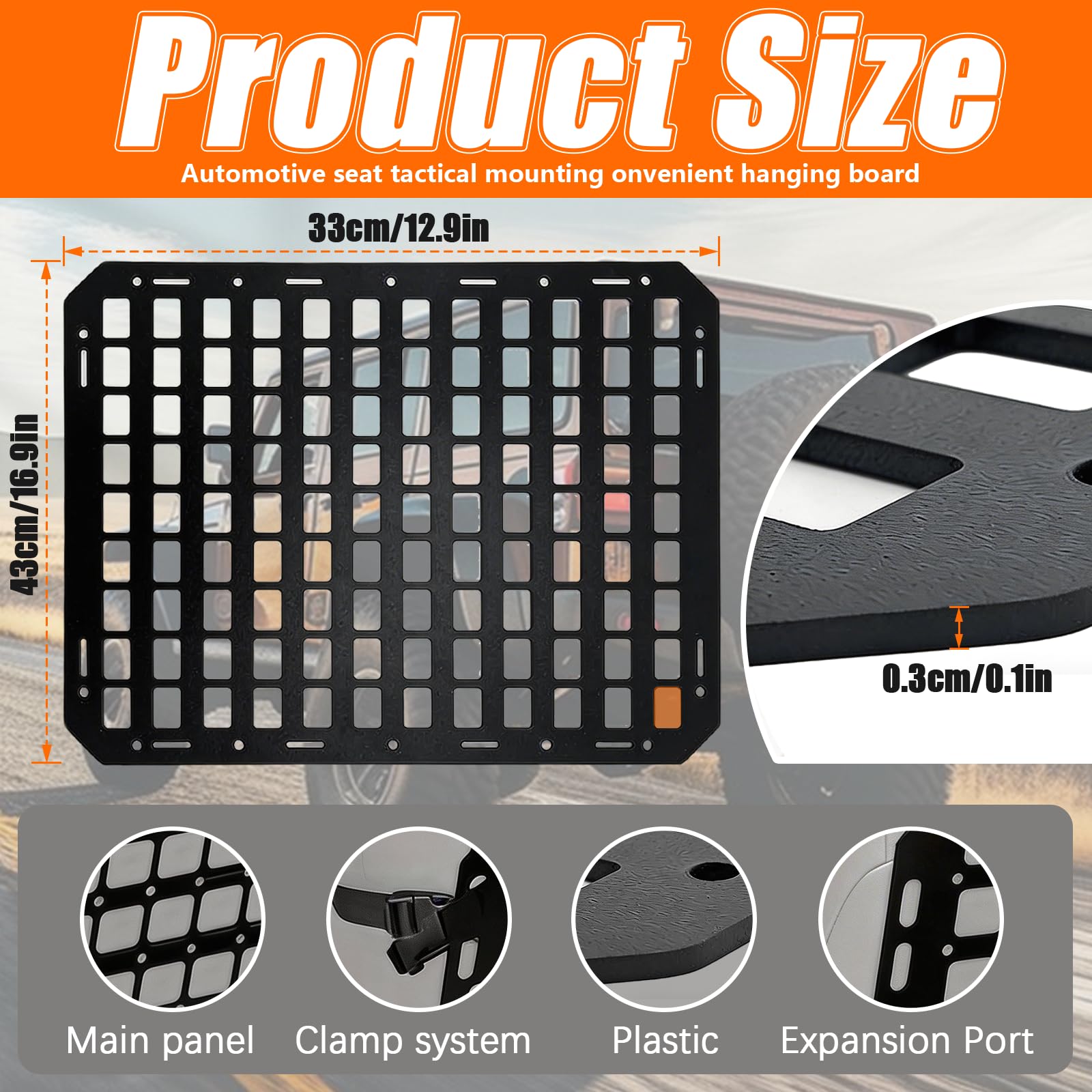 2 Pezzi Pannello Molle Organizer per Sedile Posteriore Auto, Pannelli Modulari di Stoccaggio Portaoggetti per Sedile Auto, Organizzatore Tattico per Schienale dell'Auto per Camion Pick-up SUV, Nero