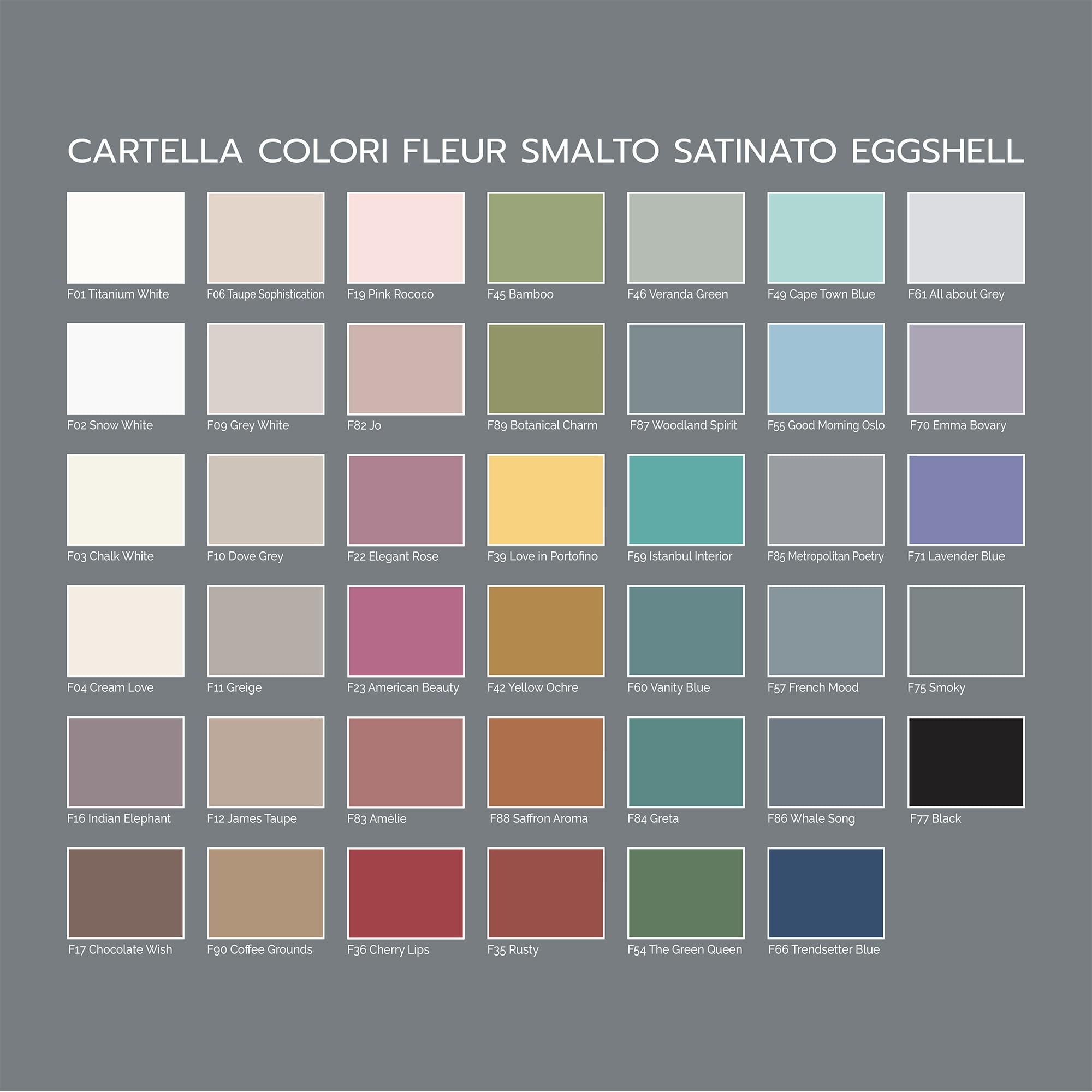 FLEUR DESIGNER'S PAINT | EGGSHELL Smalto Multisuperficie Satinato, Senza Carteggiare, 750 ml, F61 All About Grey, a Base Acqua, Lavabile, Altissima Resistenza, Interno - Esterno, Pareti - Mobili