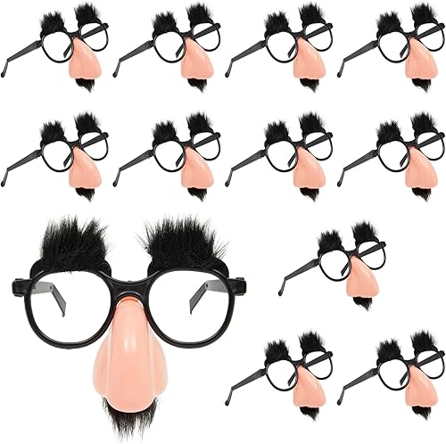 Juvale Divertido disfraz de lentes de nariz, mediano, multicolor, paquete de 12, lentes de sol novedosos para nariz y bigote, gafas de sol para
