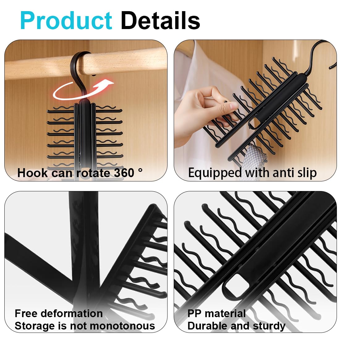 Relaxdays Cintres Set De 30 Cintre Pantalon Chemise Jupe Porte-cravate Cintre Plastique Crochet Rotatif, Noir | Leroy Merlin