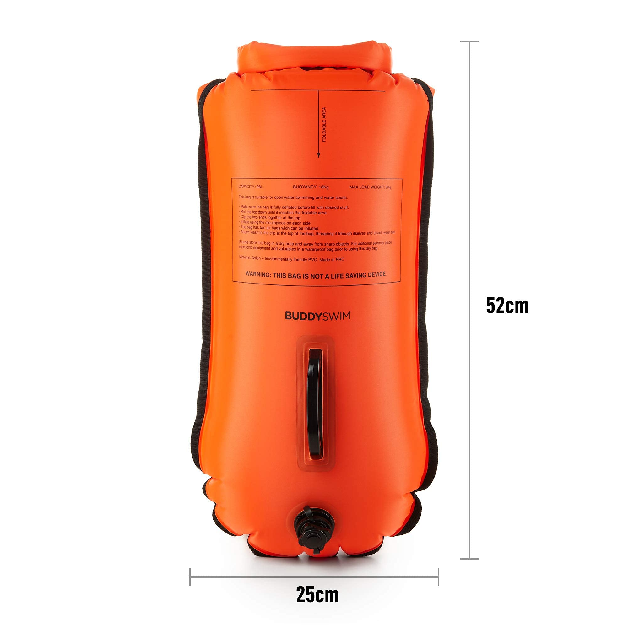 Set Boya Natación Aguas Abiertas 28 litros y Gorro de Natación. Boya de Natacion de Seguridad para Nadar en Aguas Abiertas con Bolsa Estanca Impermeable y Gorro de Silicona.