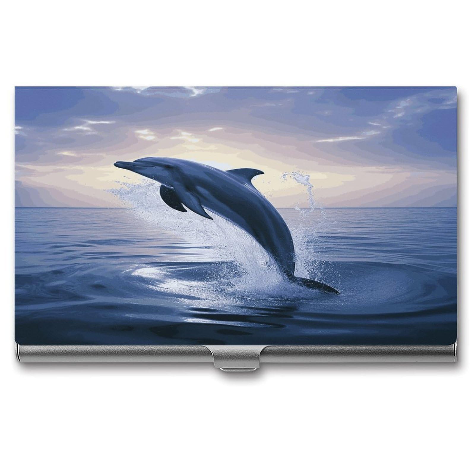 JTREHY Elegant Dolphin Business Card Case Convenient to Carry Business Card Dispenser Durable Not Prone to Wear And Tear Business Card Holder for Men & Women