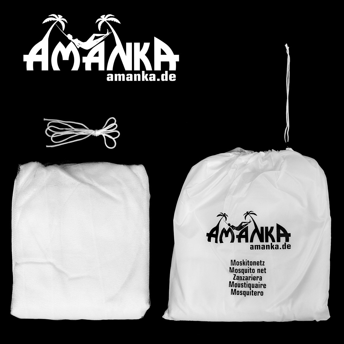AMANKA Moskitonetz XXL 2,5 x 12 m - Mückennetz Bett WHO 180 Mesh - Insektenschutz für Doppelbett Boxspringbett Babybett - Baldachin Reise Moskitonetz - Malaria Schutznetz Weiß