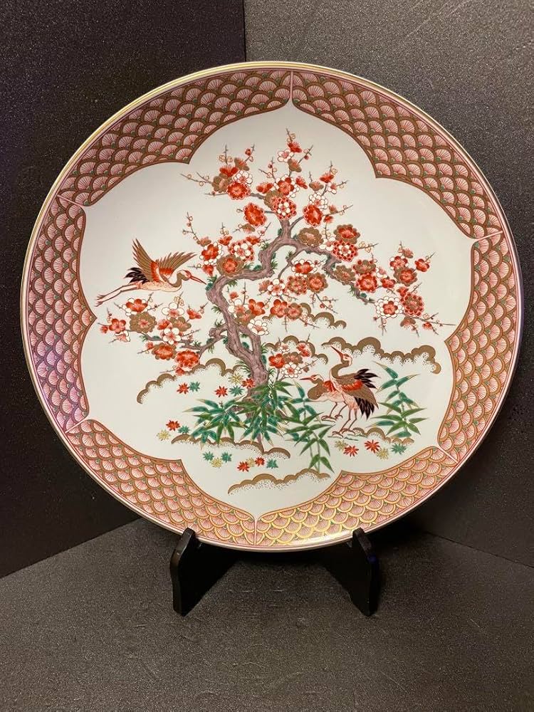 美品 有田 弥左衛門造 伊万里 飾り皿☆ 弥左衛門有田焼古伊万里花鳥飾皿15寸