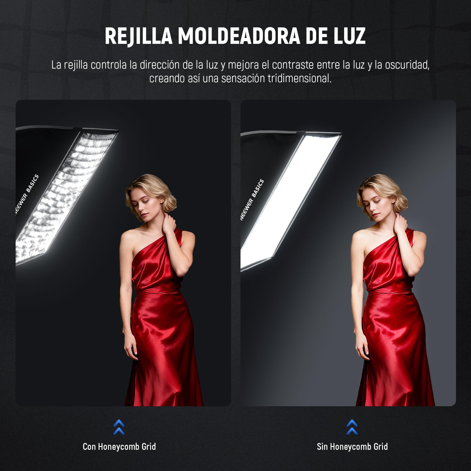 NEEWER Basics Strip Softbox Bowens Mount, 24"x35" Soft Box Difusor Luz/Rejilla/Bolsa Liberación Rápida Compatible con Aputure 150c Compatible con Godox SL60w,para FS300C FS150B HB80C CB200C Q6, NS60P