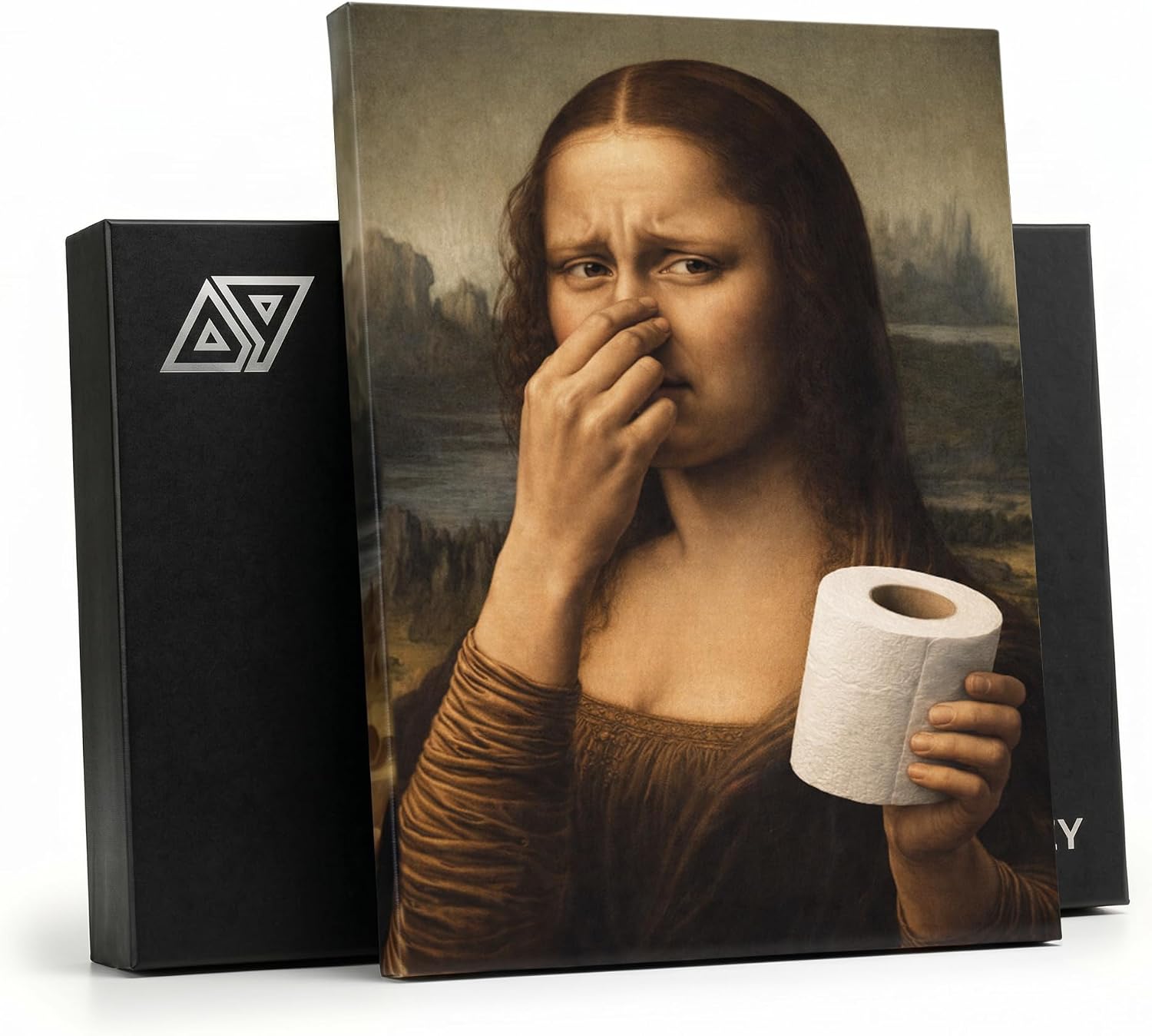 AIRSPACEY Funny Bathroom Wall Art Mona Lisa Bathroom Art Canvas 12x16 Funny Decor Bathroom Pictures Wall Decor Restroom Decor Mona Lisa Poster Stank Face Art Cuadros y Adornos para Baños 12x16 inches