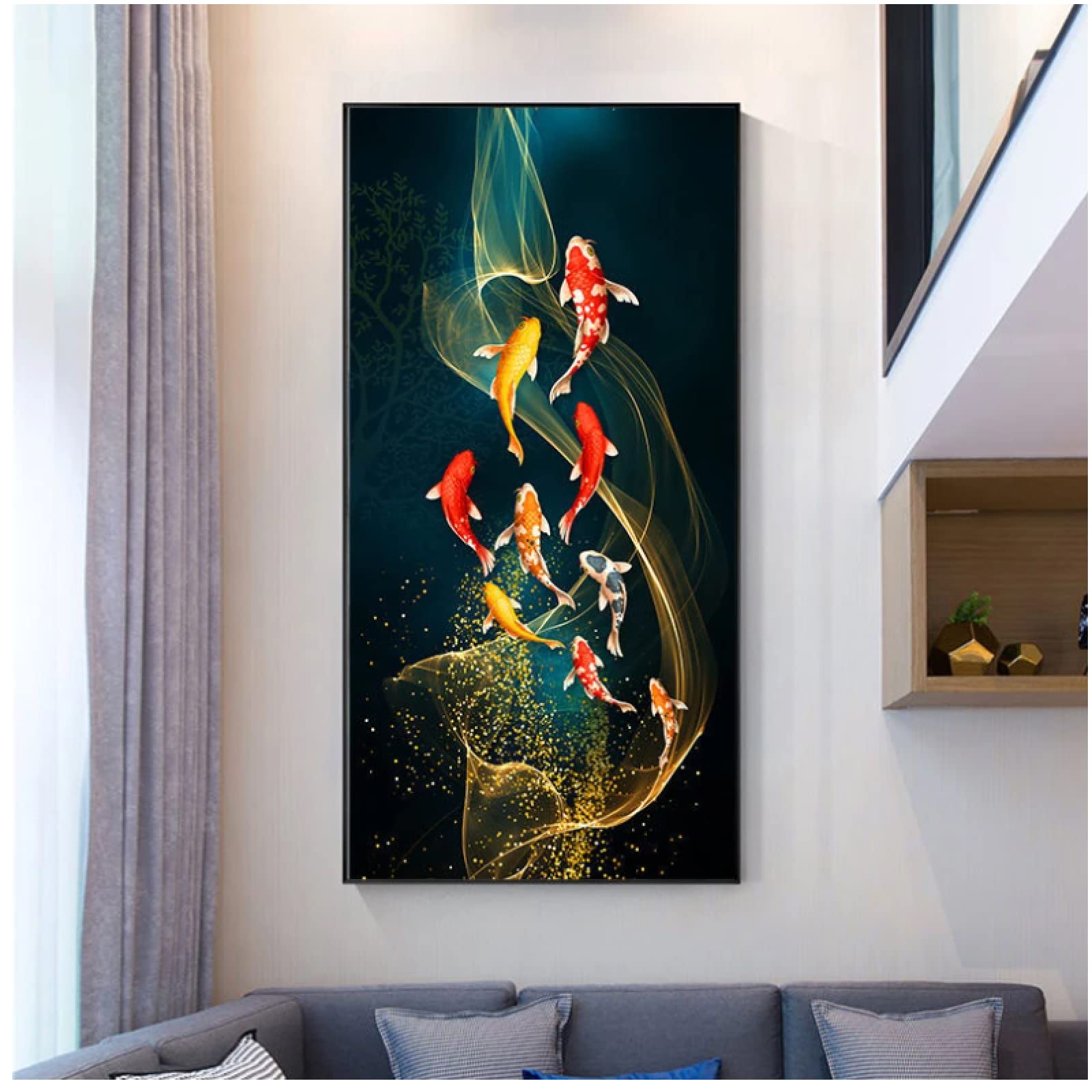 Amazon.co.jp: BXCBXDBXCD 赤鯉ラッキーコイキャンバス絵画魚金魚