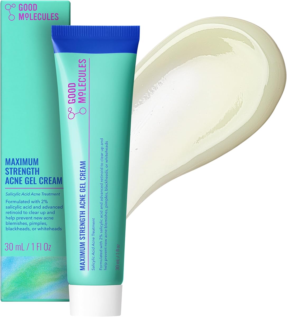 Maximum Strength Acne Gel Cream with 2% Salicylic Acid – Helps Clear Acne Blemishes, Blackheads & Whiteheads – Retinoid-Inspired Treatment – Fragrance-Free, Vegan (30ml / 1.01 fl oz.)