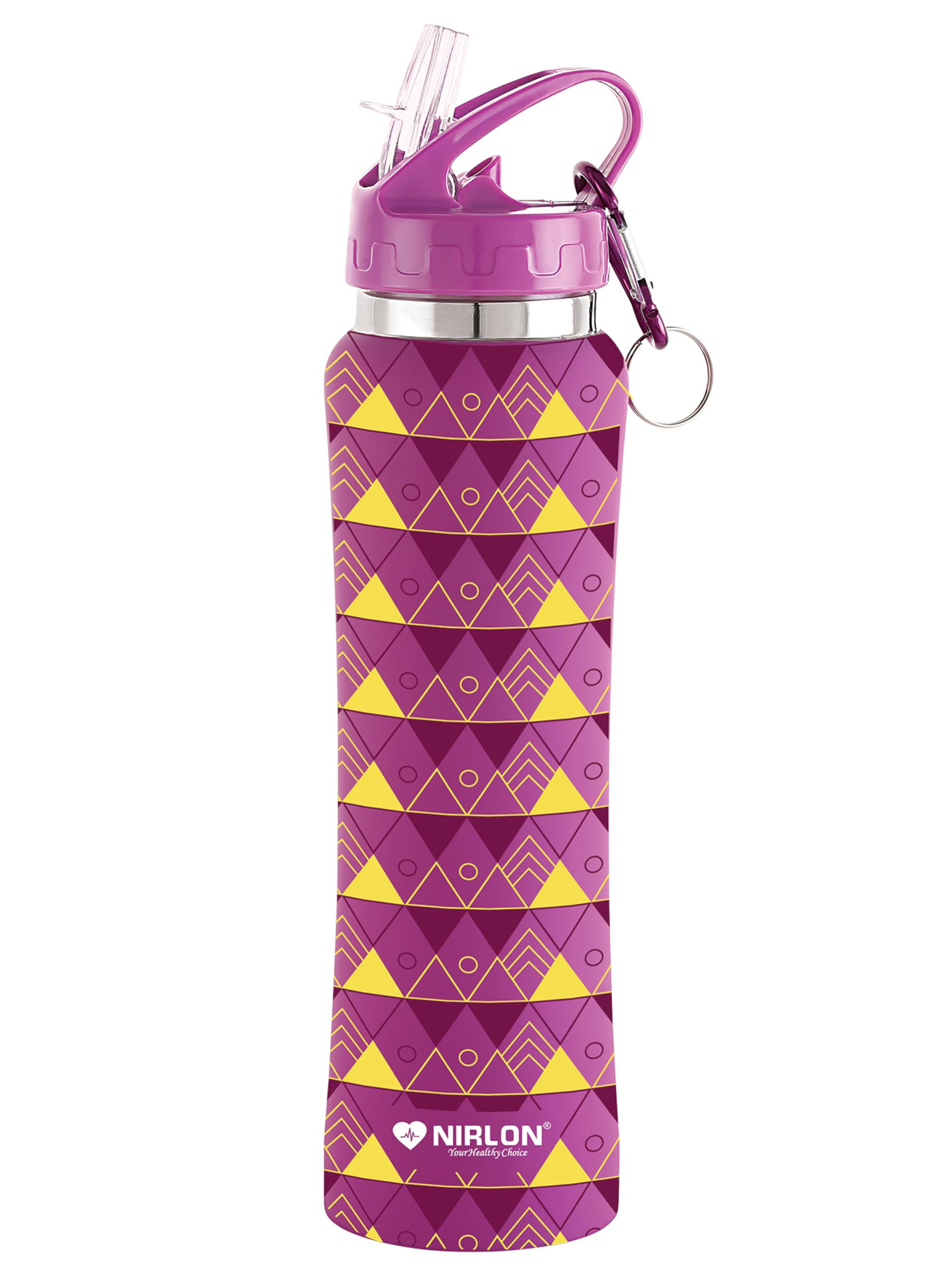 NIRLON Flip Bot Stainless Steel Rubber Finish Water Bottle With Straw Lid For Fridge, School,Gym,Home,Office,Boys, Girls, Kids, Leak Proof(Uv Printed Bottle|Pyramid|Sipper Cap), 750 Ml (B0CL9ZBZ4F) Amazon Price History, Amazon Price Tracker