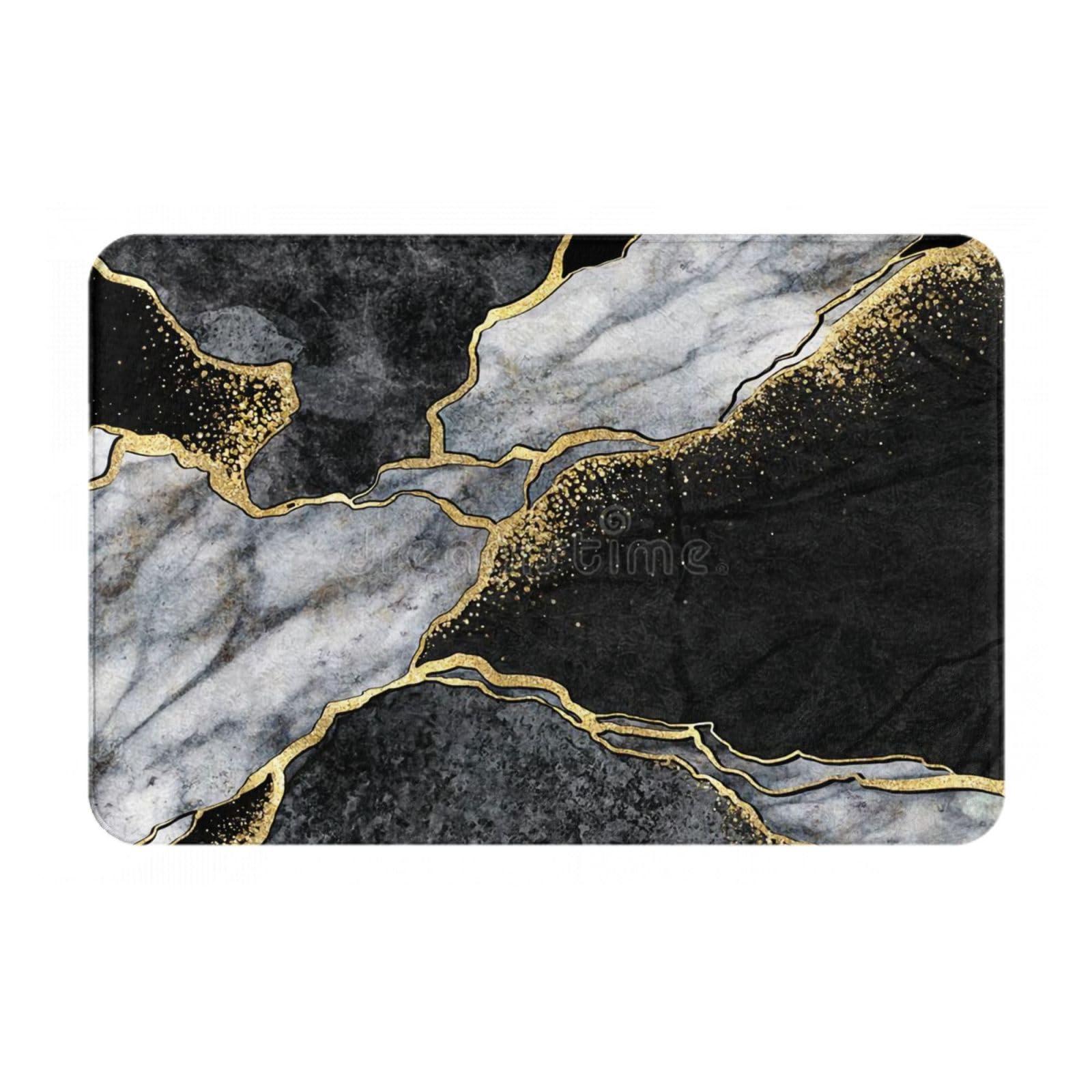 Gearsly Bath Mat 40 x 60 cm,Black Gold Marble Non-Slip Shower Mats for Bathroom Floor,Super Absorbent Quick Dry Bathroom Mat,Soft Anti Mould Bath Rug Machine Washable
