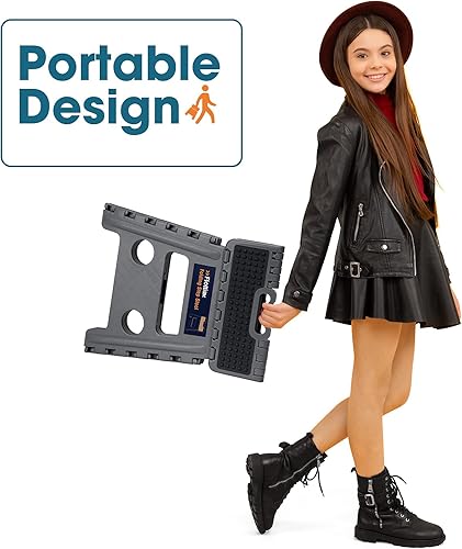 Miniatura 102 de Flottian Taburete plegable de 18 pulgadas para adultos y niños con capacidad para hasta 300 libras, taburetes plegables antideslizantes con asa,
