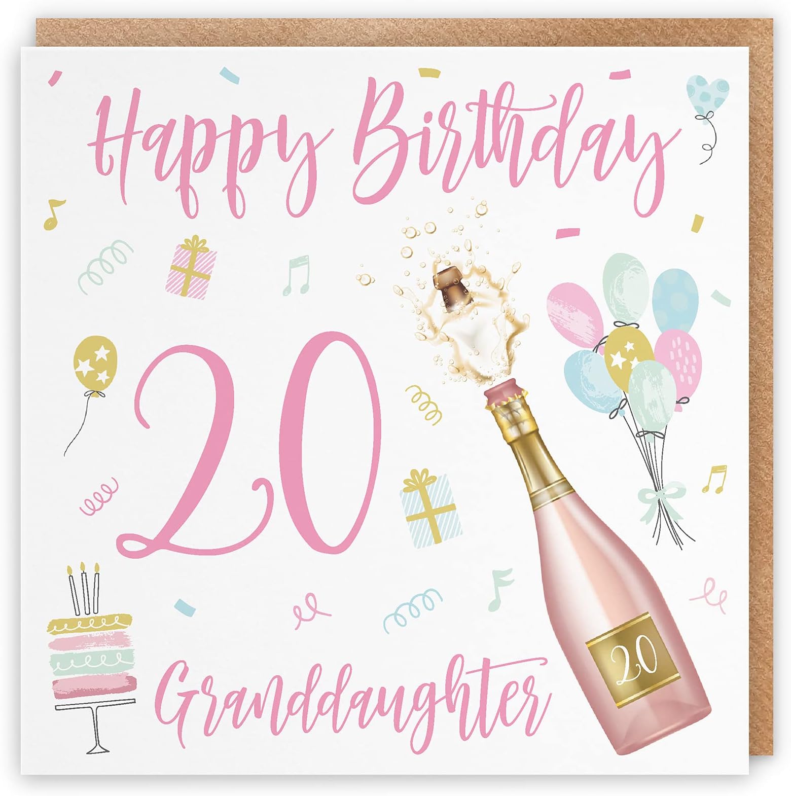 My Granddaughter 20th Happy Birthday Card - Lots Of Love To The Best