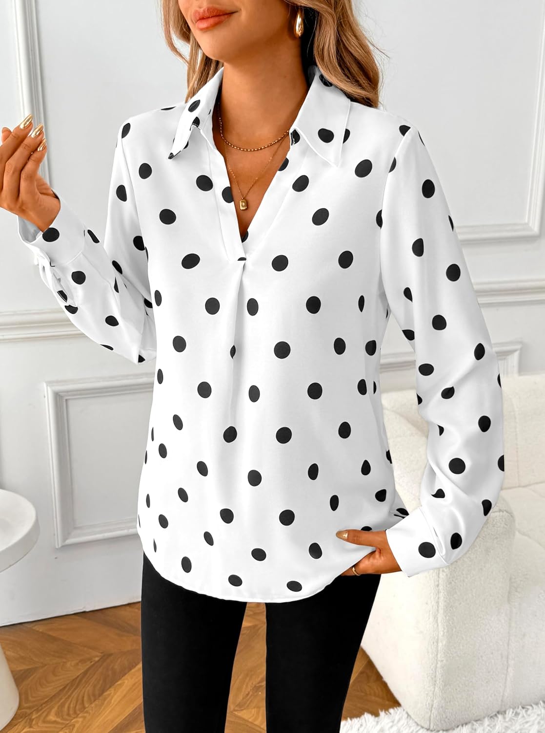 SOFIA'S CHOICE Women's Bow Tie Neck Corporate Outfits Long Sleeve Dressy Blouse Casual Business Shirt Top - Image 3