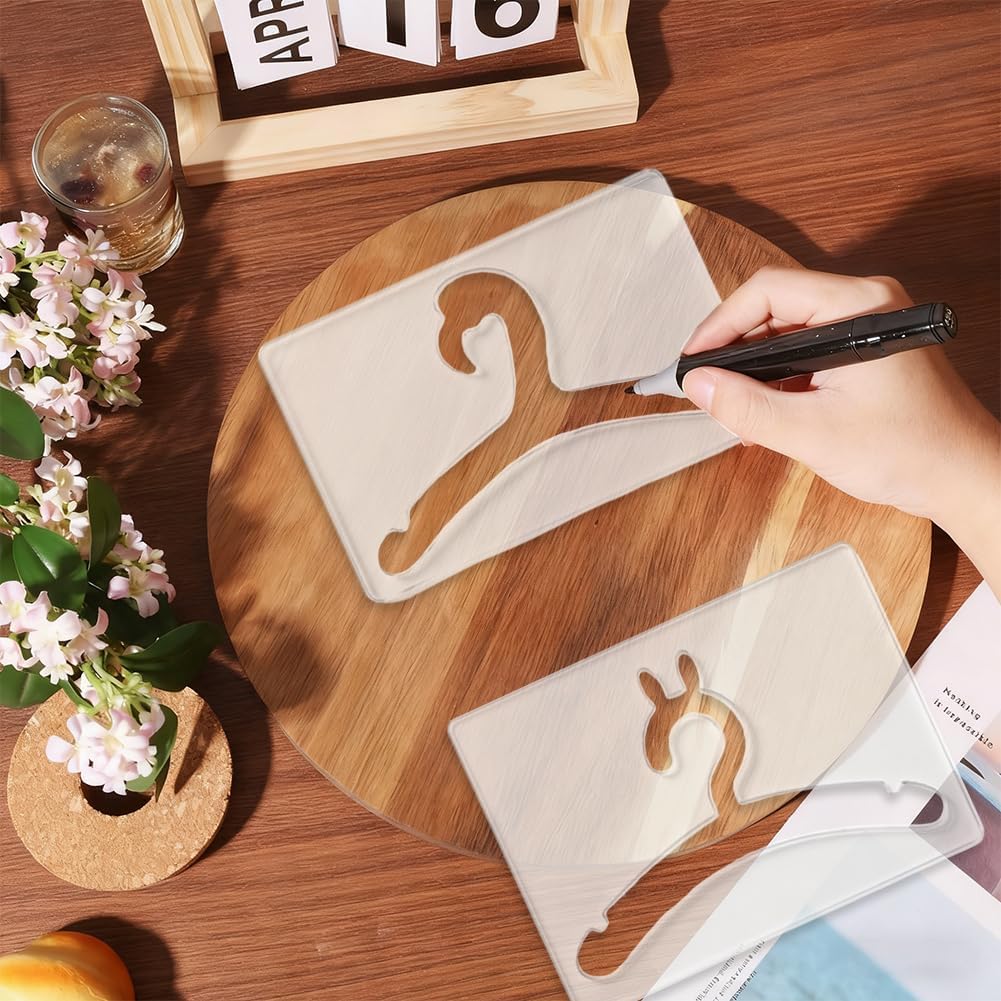 3Pcs Acrylic Router Template for Wooden Cothes Hanger 5mm Thick Inlay Template Tracing Stencil Guide Tool for Project DIY Wood Craft