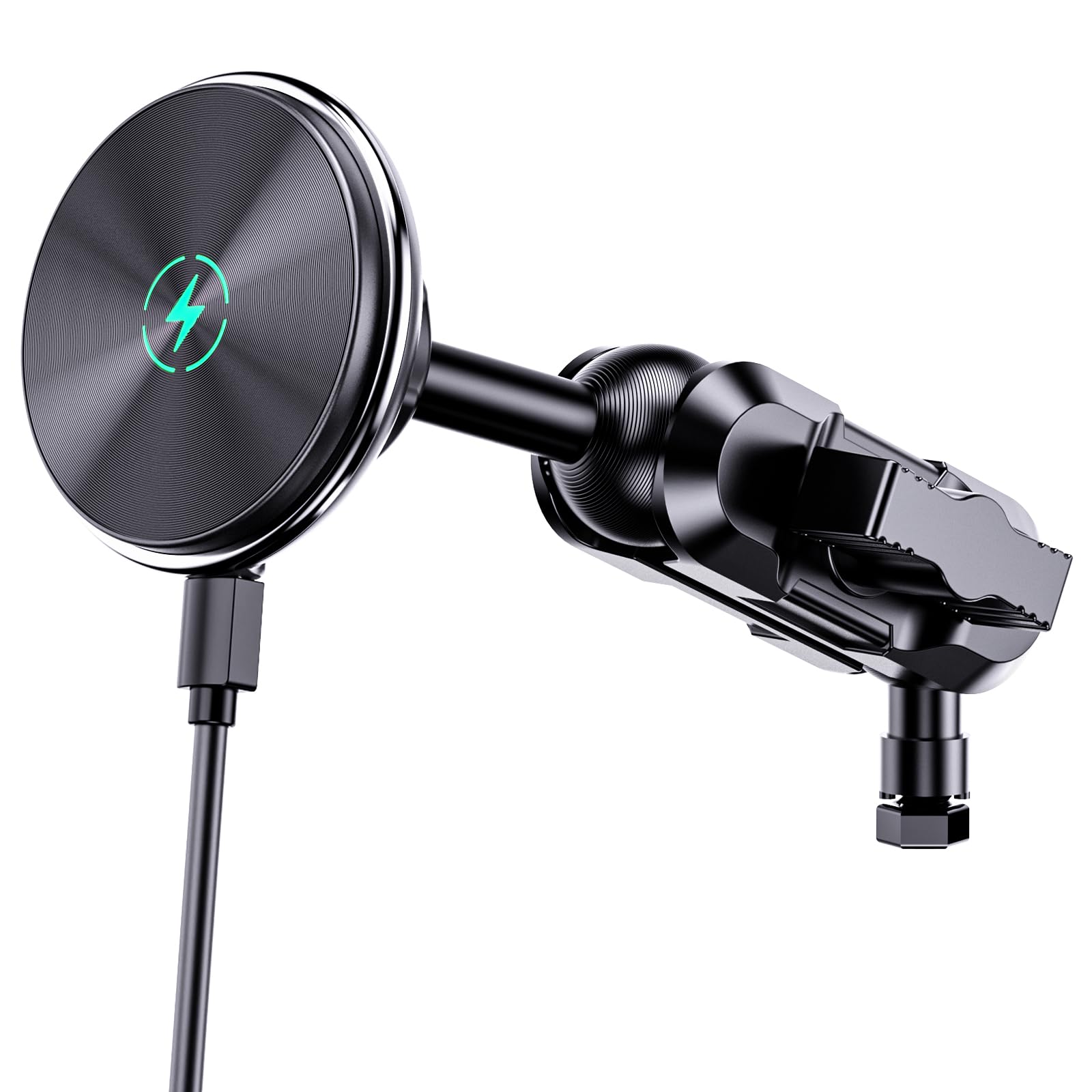 Kaishengyuan Supporto di ricarica magnetico per cruscotto con braccio a doppia presa da 8 cm + braccio di montaggio rotante di estensione compatibile con iPhone e smartphone Android – Adatto a sfere