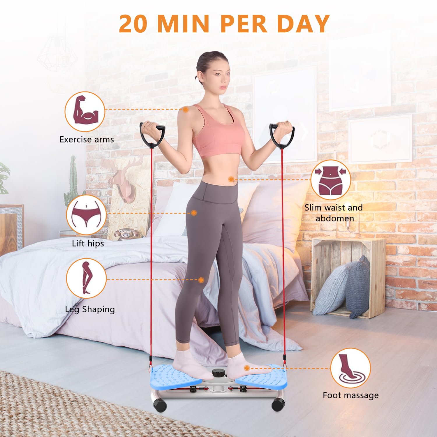 Machine Twist Waist avec podomètre et cordon de serrage, planche d'équilibre Twister, charge maximale 120 kg, (écran numérique) perte de poids, entraînement des muscles abdominaux, entraînement