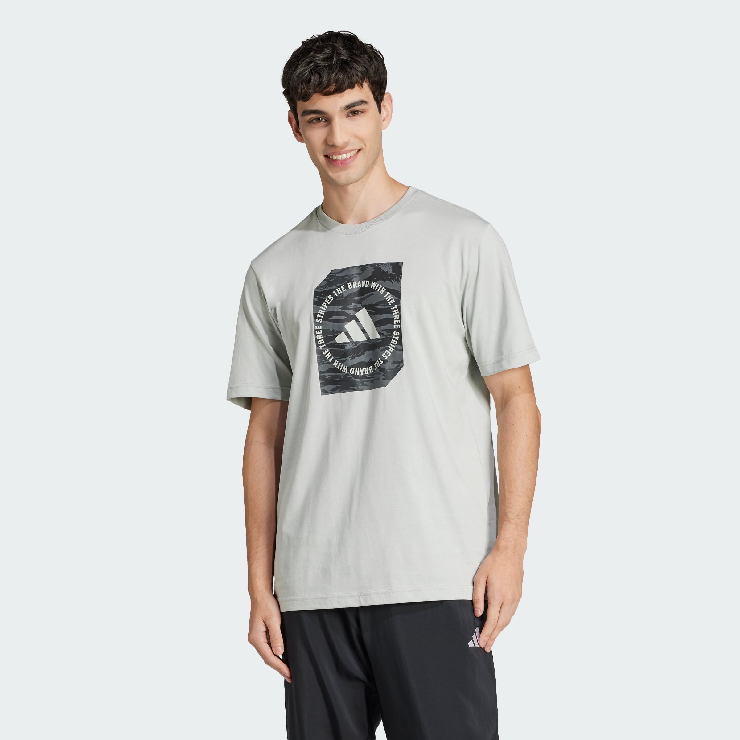 adidas Men's CAMO Shape Graphic T-Shirt, Wonder Silver, M