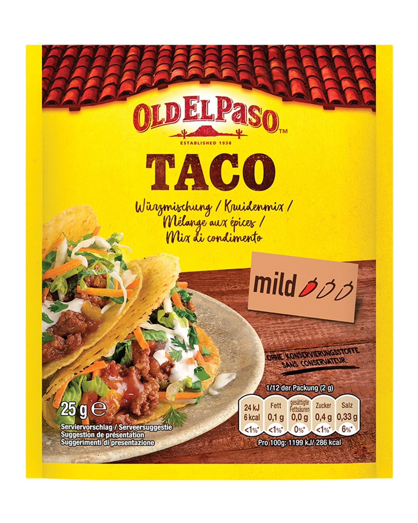 Old El Paso Taco Würzmischung – Fertiger Gewürzmix für mexikanische Tacos – 1 x 25 g
