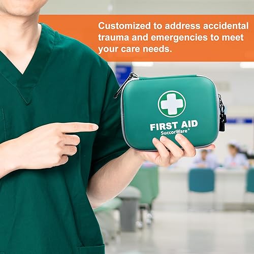 Miniatura 6 de Mini kit de primeros auxilios de 150 piezas, kit médico pequeño con carcasa dura, kit de primeros auxilios de emergencia para automóvil, viajes,