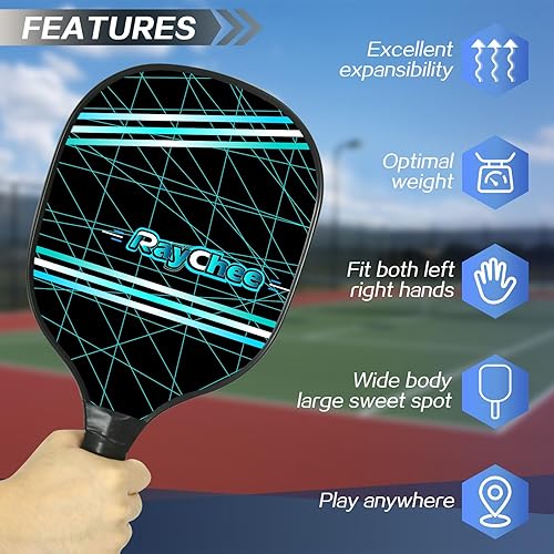 Miniatura 4 de RayChee Pickleball Paddles, Light Pickleball Paddles Set of 4, Pickleball Set w 4 Outdoor Pickleball Balls, 4 Cooling Towels & Pickleball Bag,