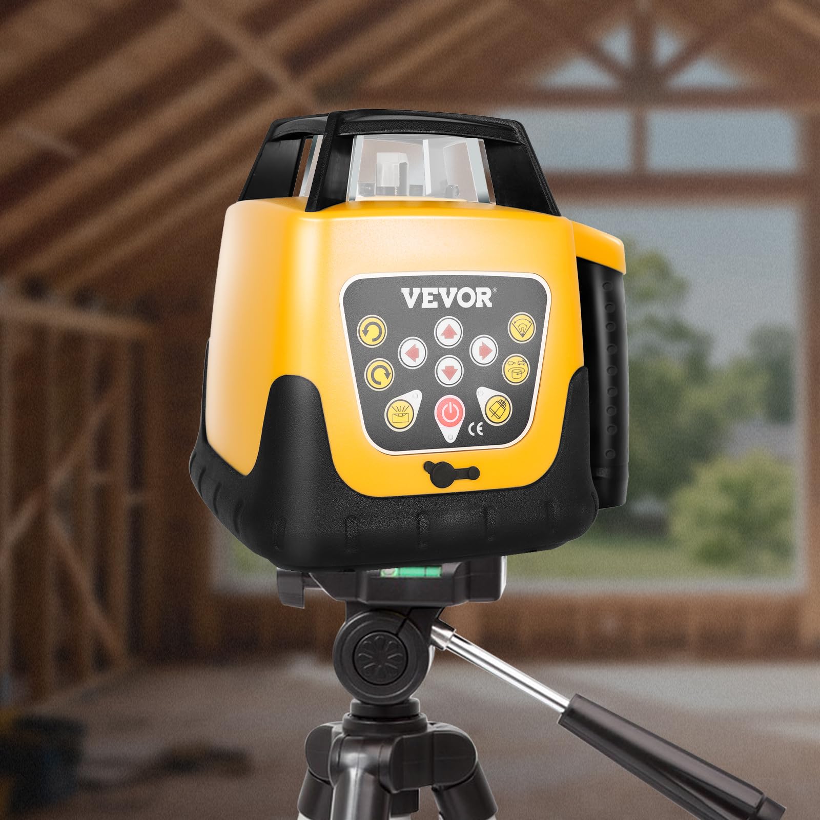 VEVOR Kit Livella Laser Rotante Raggio Rosso Portata 300 m, Inclinazione Regolabile, Rotazione 360 Gradi, Kit Scatola da Trasporto, Impermeabile IP54, Ricevitore Telecomando