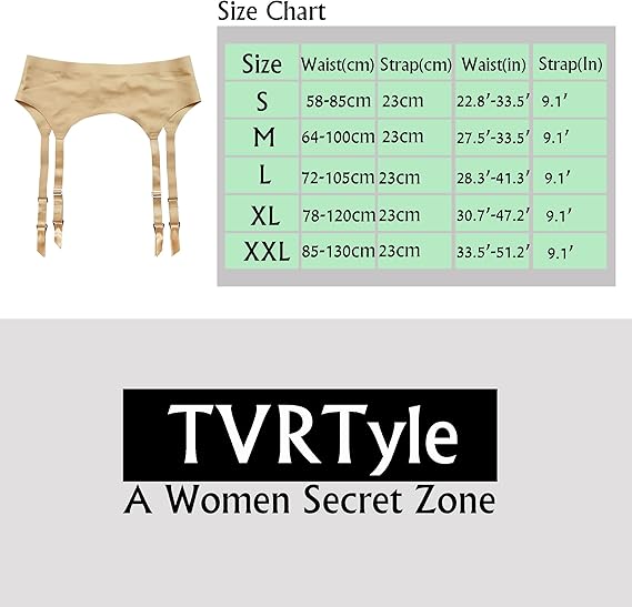 TVRtyle Women's Skin Color Seamless 4 Wide Straps Metal Buckles Plus Size  Sexy Garter Belt for Stockings S506S (Small, Skin) : Amazon.co.uk: Fashion