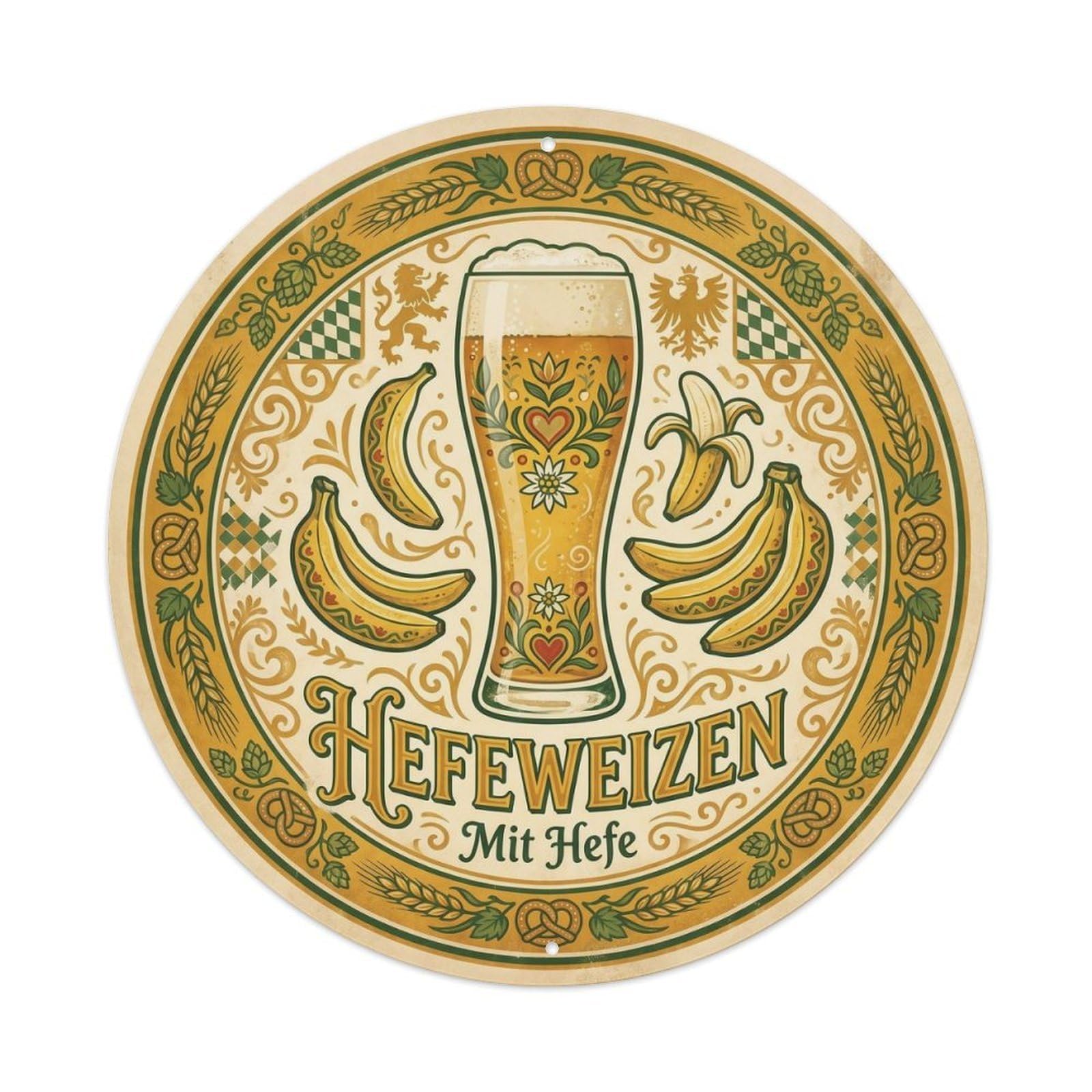 German Wheat Beer Brewery Culture Traditional Foam Mug Metal Tin Sign