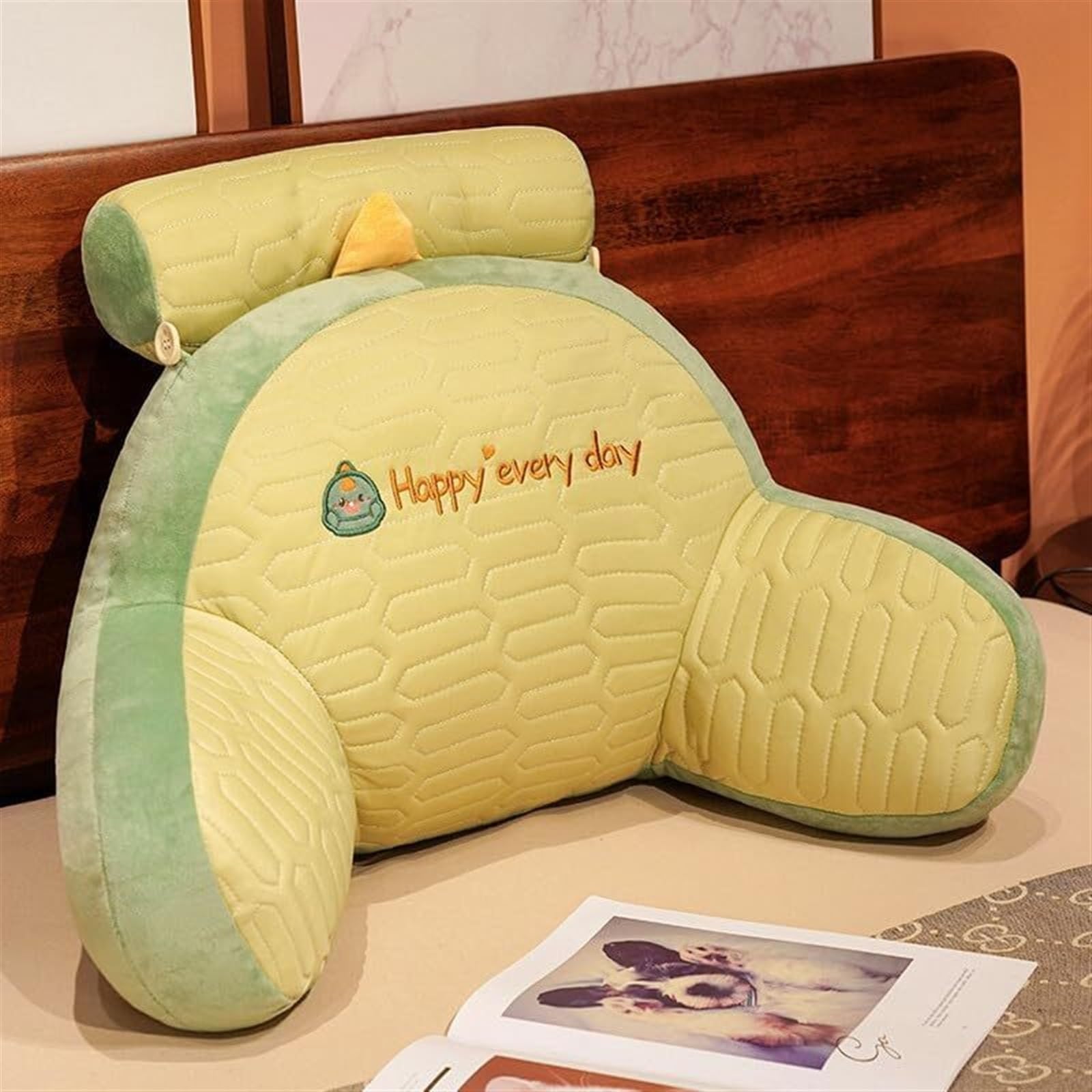 MYXJX back support cushion, Pillows to Relieve Pain Ergonomic Lumbar Support Cushion Detachable and Washable Cuddle Cushions(Green,65 * 45cm)