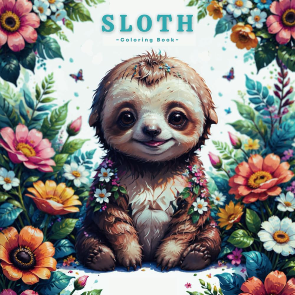 Sloth Coloring Book: Cute Sloth Coloring Book For Adults & Kids, With 35 Adorable Illustrations.