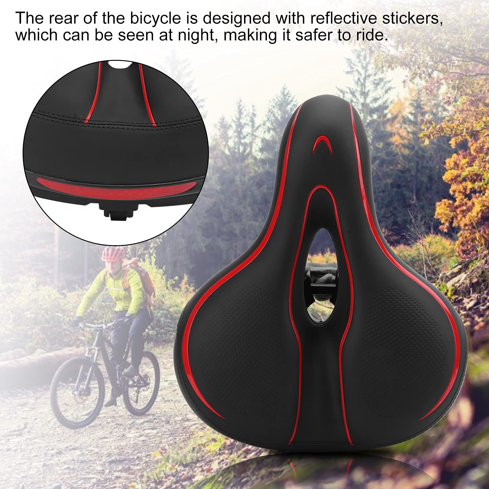 Selle Gel WHEEL UP Pour Vélo – Coussin Absorbant Les Chocs, Bandes Réfléchissantes (neuf)