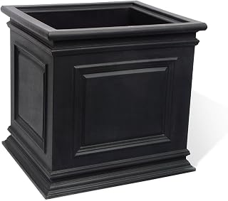 Algreen Covington Self Watering Planter Pot Box, 20 by 20", Black