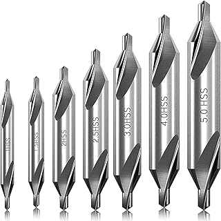 KEWAYO 7Pcs HSS 60° Center Drill Combined Drill Countersink Lathe Mill Tool Set Countersink Drill Bits Combined Center Drill Bit Set Rotary Power Tool for Processing Hole