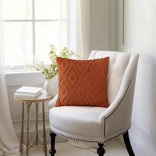 Miniatura 4 de Pallene Juego de 2 fundas de almohada de color óxido de 18 x 18 pulgadas, fundas decorativas de piel sintética suave para sofá, cama, sala de estar,