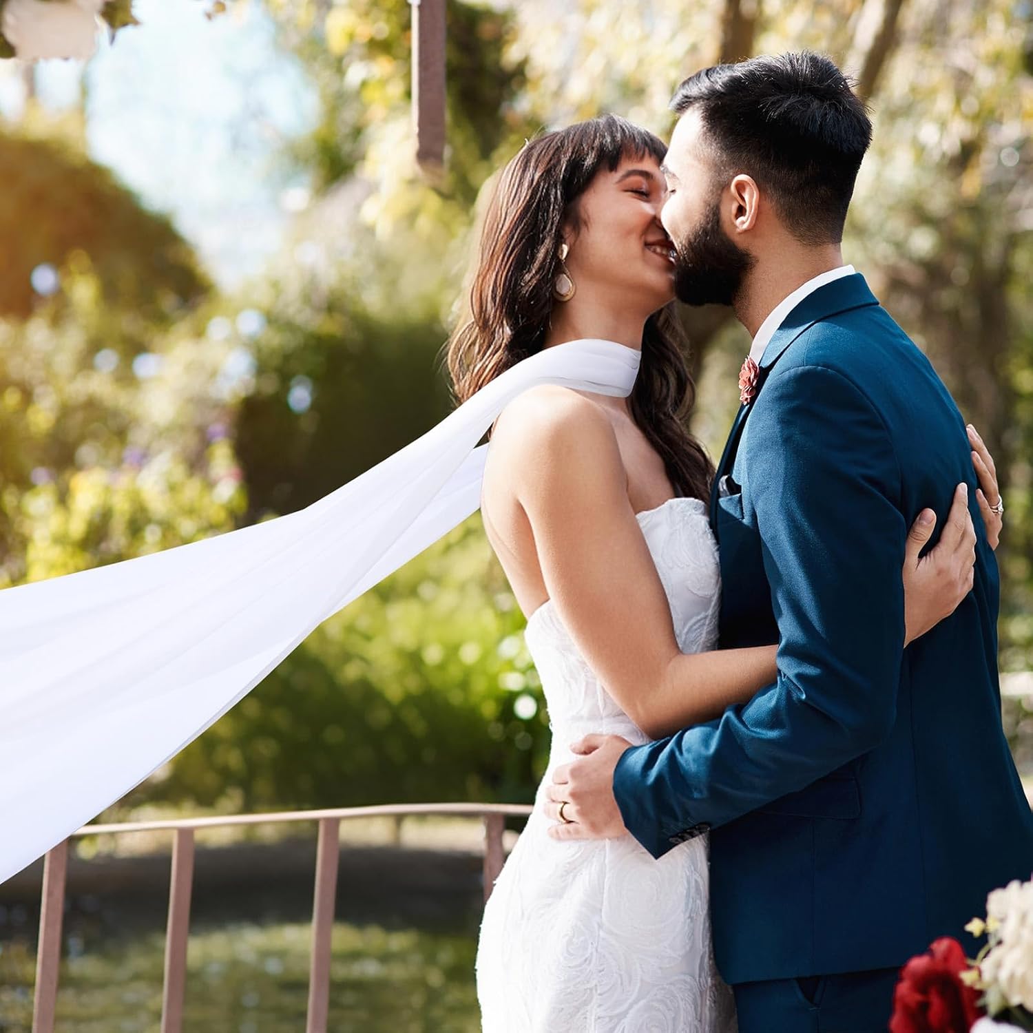 Bridal Scarf for Wedding Long Silk Scarf for Women Draped Bride Wrap Wridal Wedding Wrap - Image 7