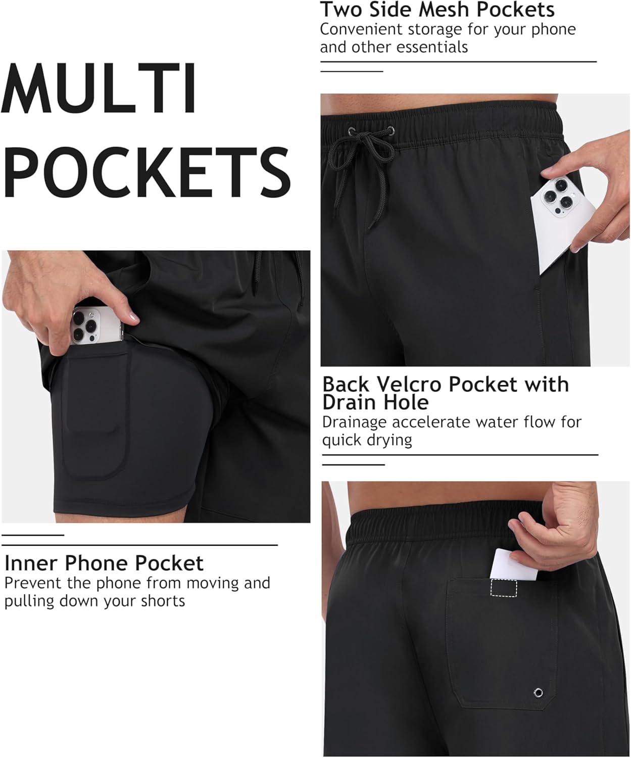 MoFiz Mens Swim Trunks 7 Inch Swim Shorts with Compression Liner Swimming Suits Board Shorts Surf Short Bathing Suit - Image 4