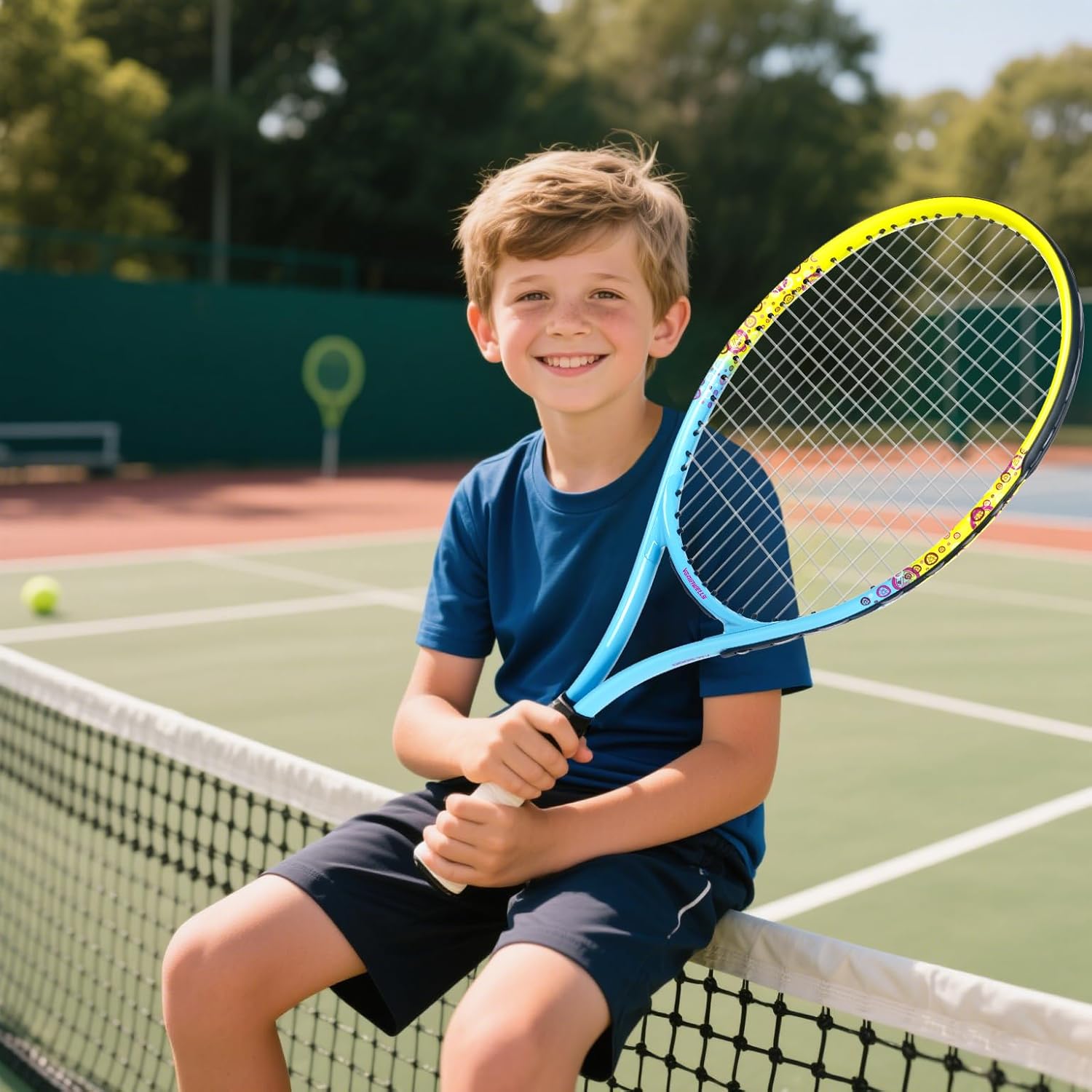 17"-23" Kids Tennis Racket for Aged 2-9, Lightweight and Durable, Including 1 Toddler Tennis Racket and 1 Replacement Grip Tapes