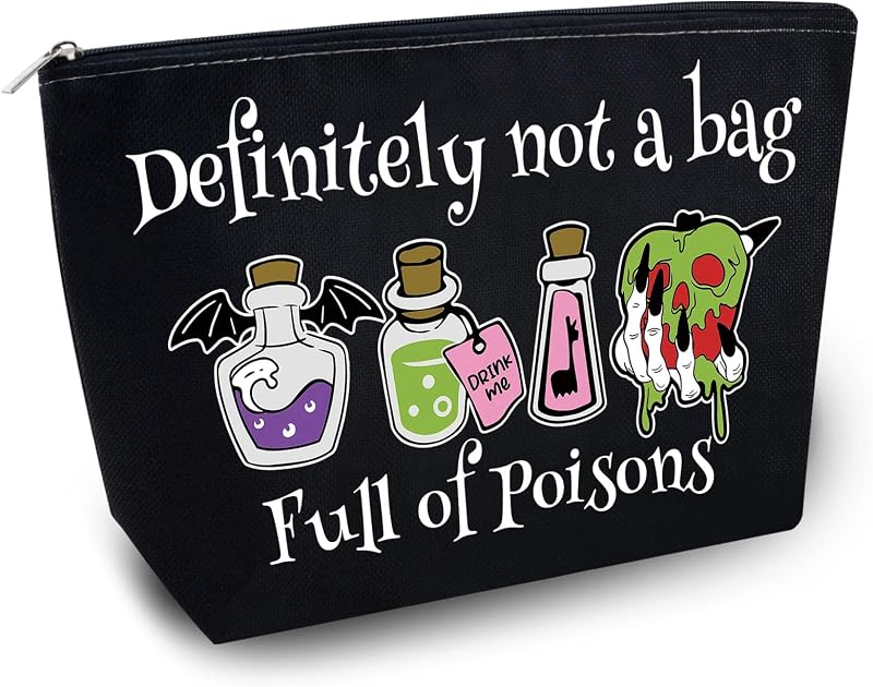 Necessaire de maquiagem Yoxiumi com estampa gótica Poison, preta