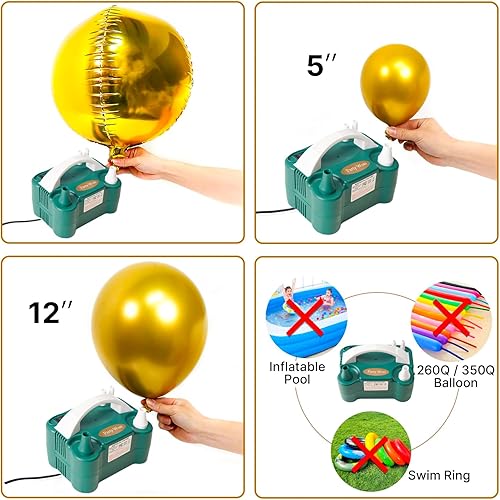 Miniatura 4 de PartyWoo Bomba de globo eléctrica de 110 V 600 W, inflador portátil de globos, bomba de aire de doble boquilla para guirnalda de globos