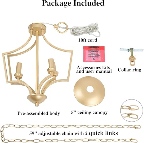 Miniatura 5 de KSANA Candelabro dorado, pequeña lámpara colgante para isla de cocina, comedor y sala de estar