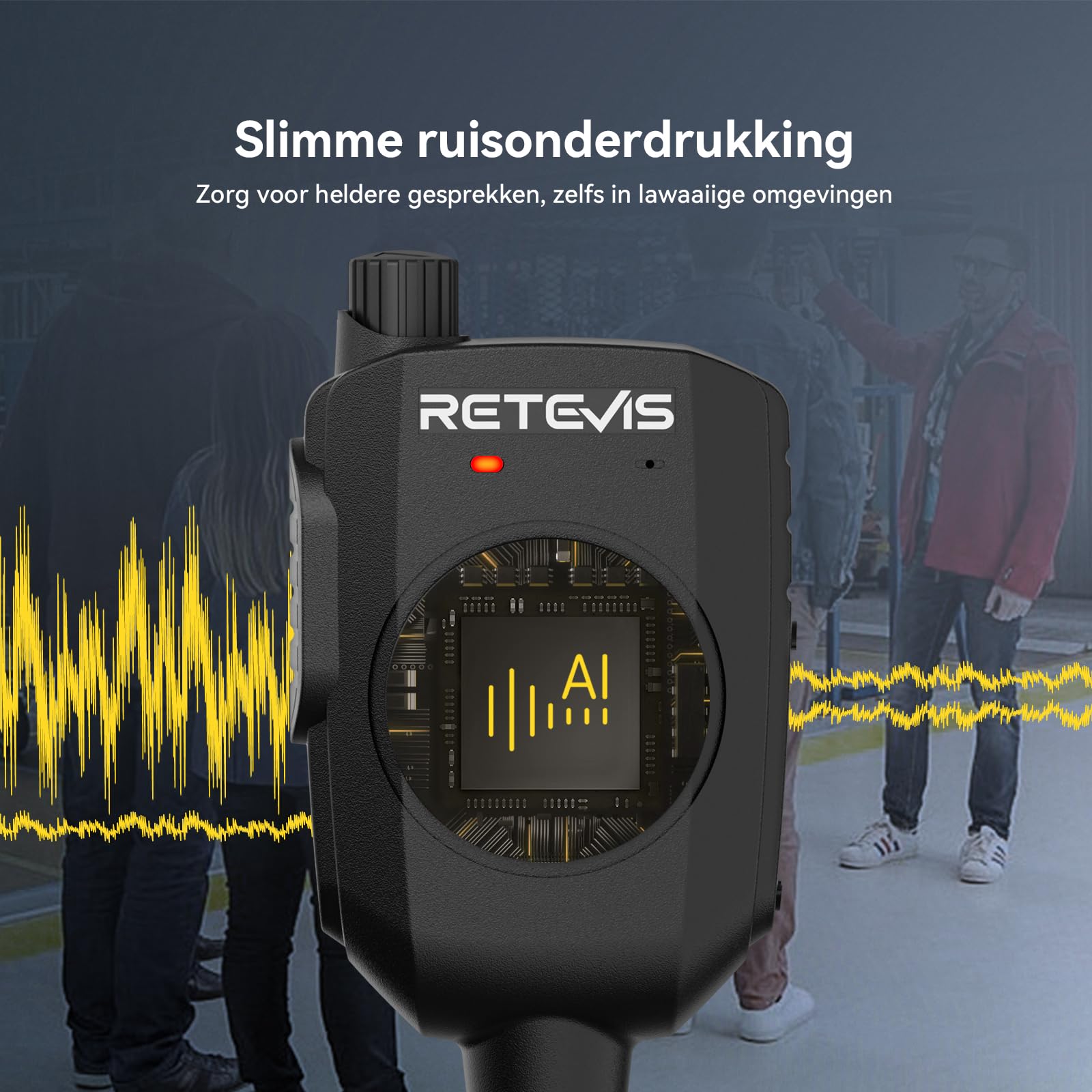 Retevis HK011 Lautsprecher mit Mikrofon, KI-Rauschunterdrückung, 3,5-mm-Klinke, IP54, kompatibel mit Baofeng UV-5R, BF-88E, RT24, RT27, RT668, H777 eSynic, Jucjet (2 Stück)