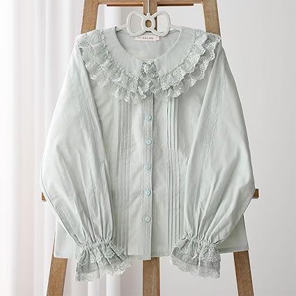 Chemisiers Lolita Style Rococo À Volants Chemisier À Manches Longues Haut Lolita Chemise Vintage Rétro Blanche