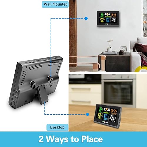 Miniatura 5 de Urageuxy Estación meteorológica termómetro inalámbrico para interiores y exteriores, termómetro digital de humedad con 3 sensores remotos,