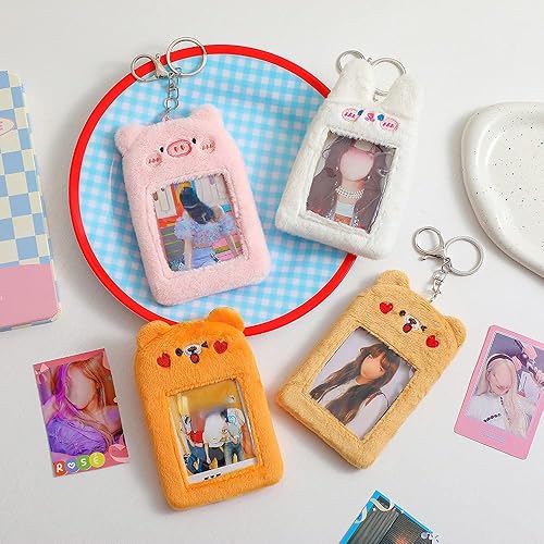 Miniatura 2 de Kpop - Soporte para tarjeta de fotos con llavero Y2K Kawaii de peluche de dibujos animados protector de tarjetas de animales coreanos funda de fotos