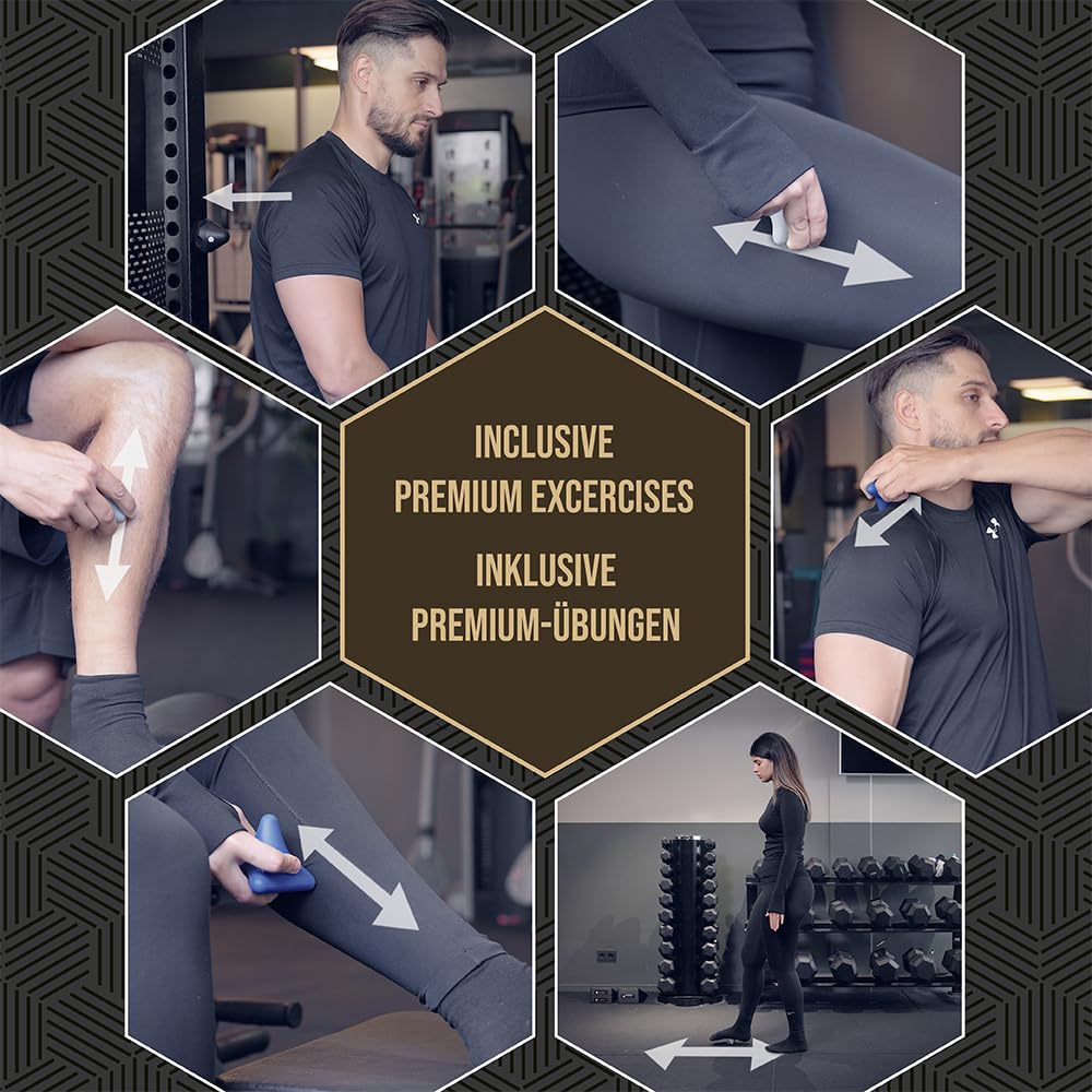 BOZEERA | Trigger Point Appareil de Massage | Set de 3 | Outil de Massage Trigger Point avec Ventouse | Pour Douleurs Musculaires & Tensions | Avec Vidéo, Guide & Sac