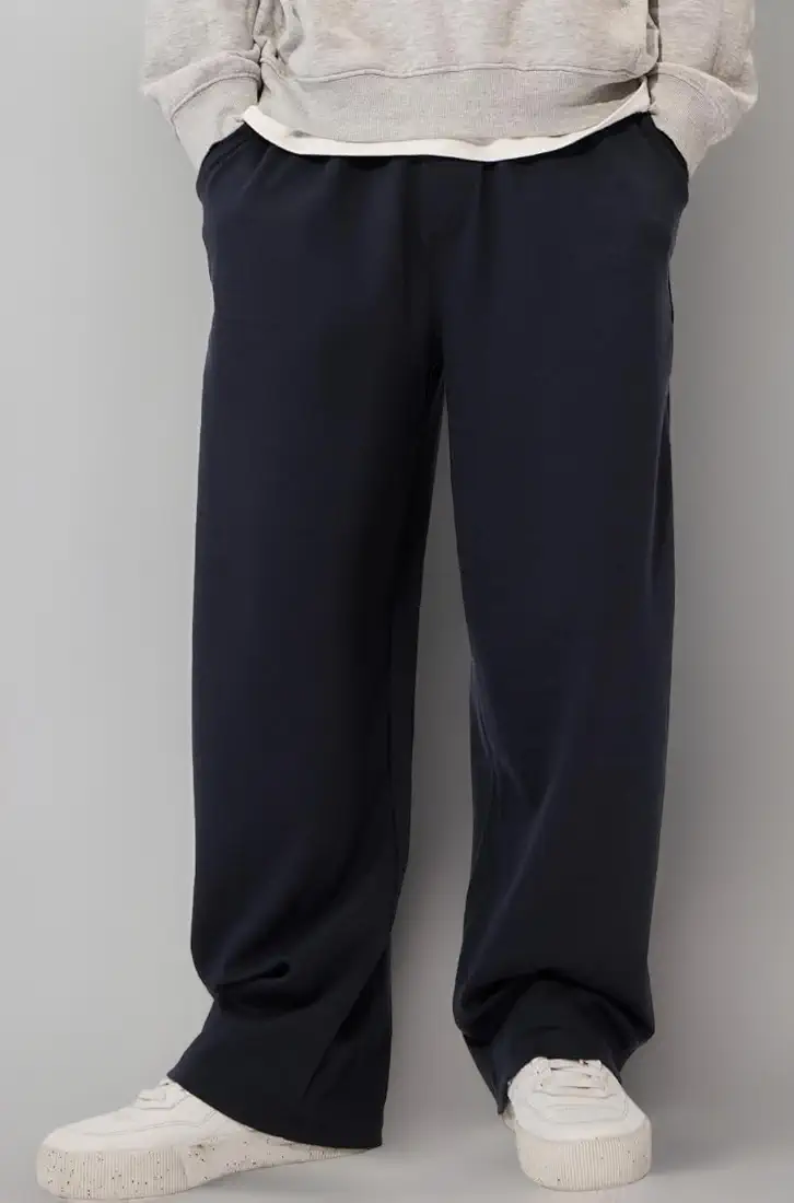 The Souled Store Solids: Deep Navy Blue Men and Boys Drawstringed Cotton Blend Super Baggy Fit Korean Joggers