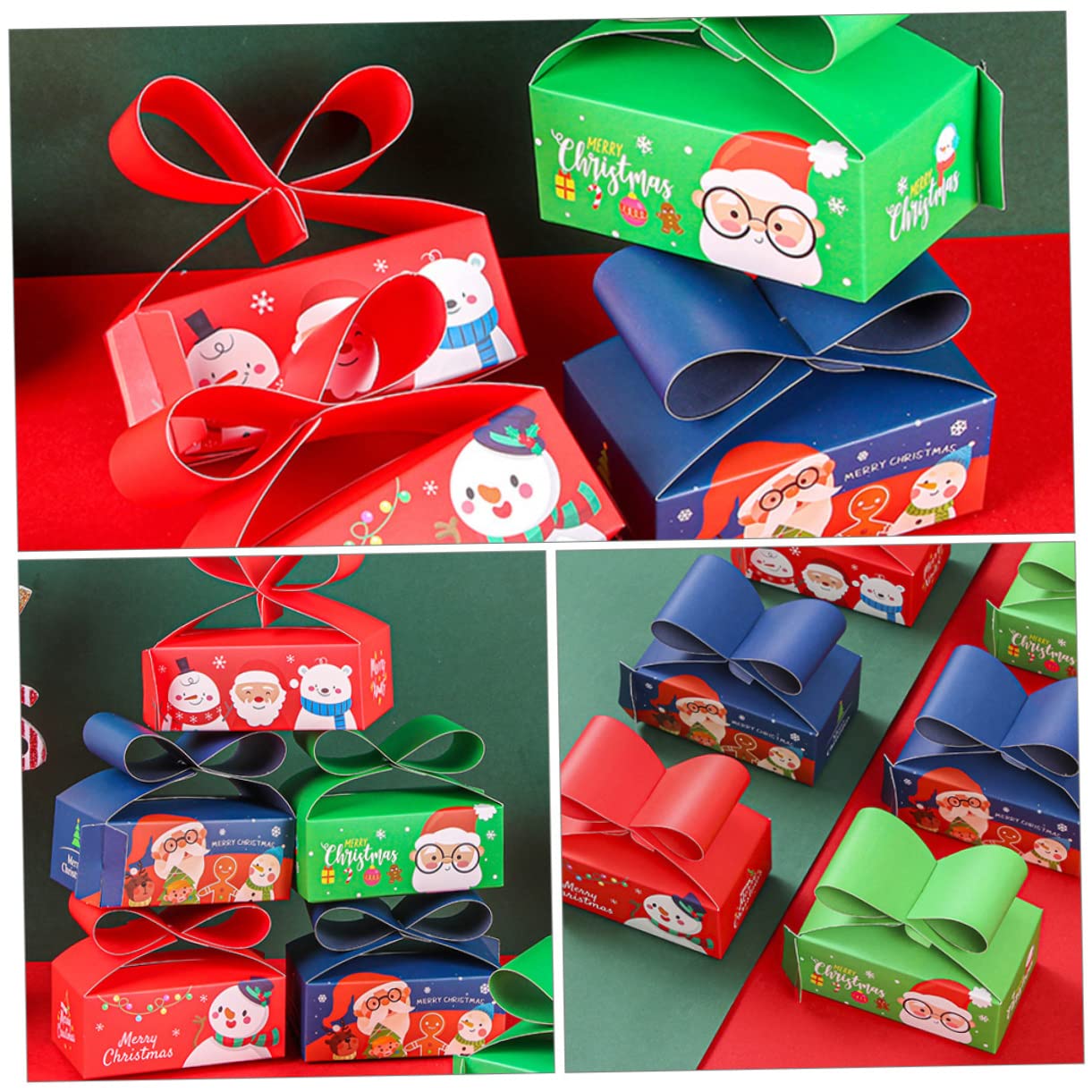 Mobestech 3 Set Di Scatole Per Dolcetti Di Natale Forniture Natalizie Scatole Di Cartone Per Caramelle Festive Per Decorazioni Per Feste 12 Pezzi * 3