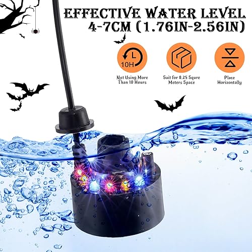 Miniatura 2 de 2 piezas de nebulizador de Halloween, pequeña máquina de niebla ultrasónica para Halloween, fuente de agua, caldero, estanque, niebla con 12