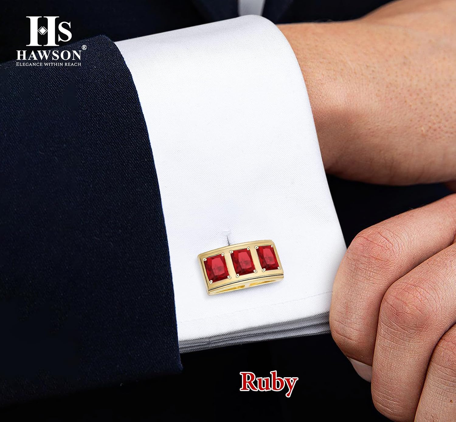 Luxurious Crystal Cufflinks for Men with Gift Box, Gold Tone Cuff links for Men's Dress Shirts and French Cuff Shirts on Birthday Party Wedding Anniversary